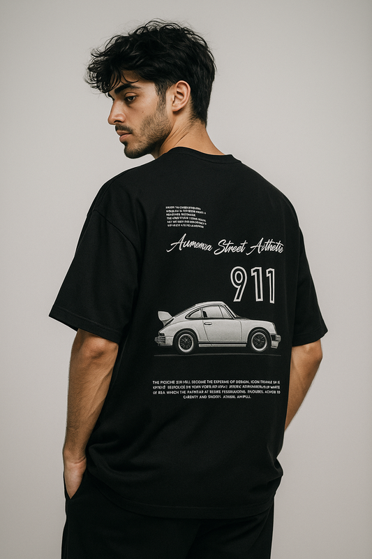 Porsche-911 Oversize Black T-Shirt