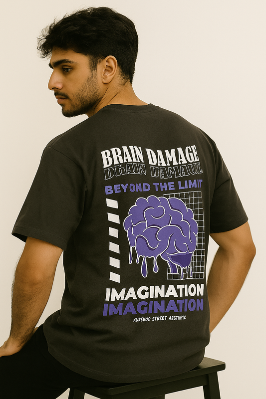 Brain Damage Oversize Black T-Shirt