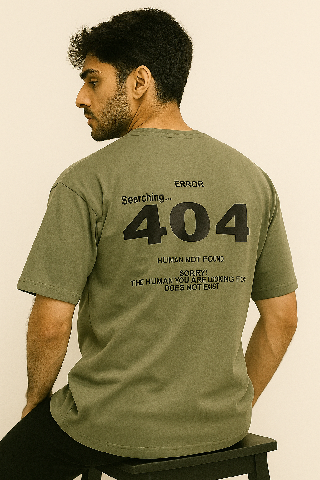 404 Oversize Olive-Green T-Shirt