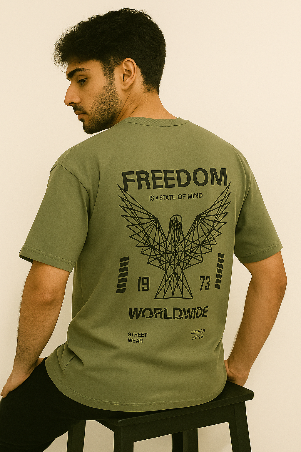 Freedom Oversize Olive-Green T-Shirt